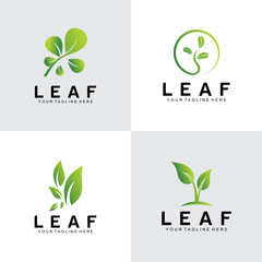 set of tree tech logo vector design template