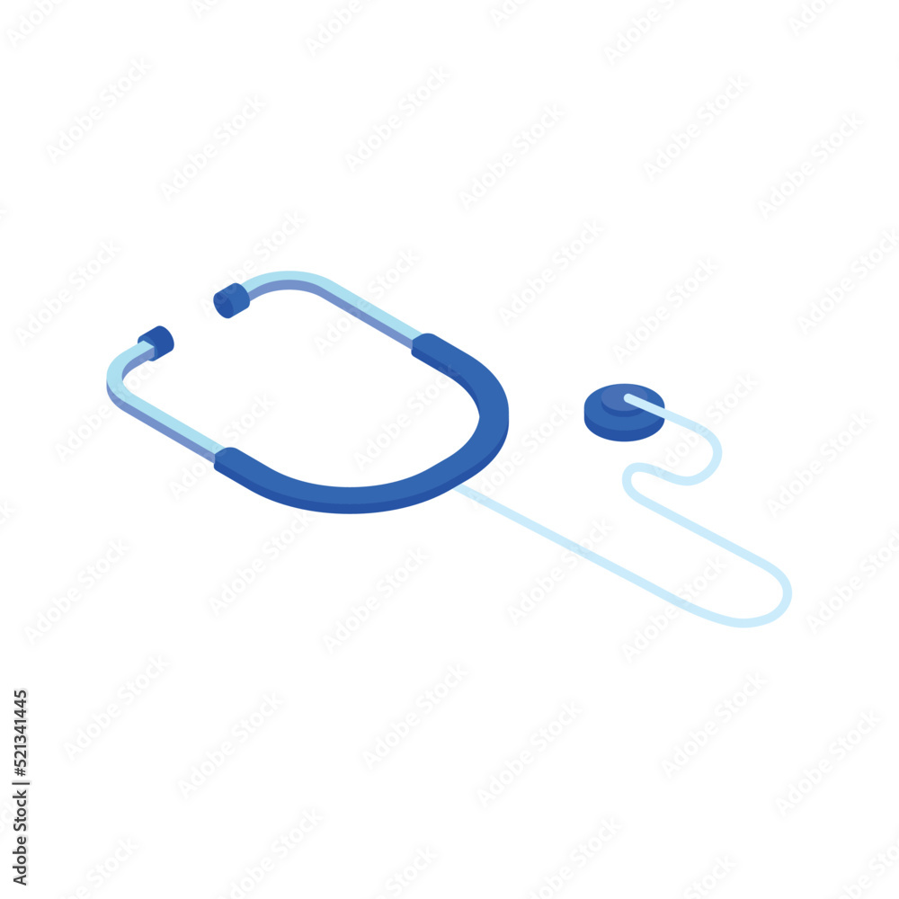 Wall mural isometric medical stethoscope