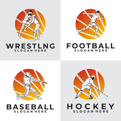 set of sport logo vector design silhouette