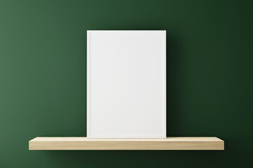 Vertical frame for a mockup is placed on a shelf. Formats are A4, A3.
