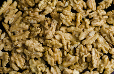 top view of fresh peeled walnuts shows their quality and freshness