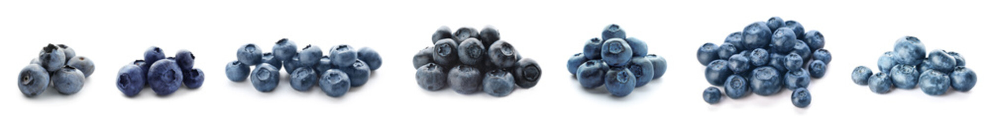 Set of ripe blueberry isolated on white