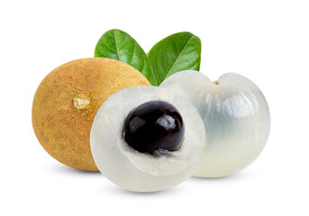 Longan  with leaves isolated on alpha layer