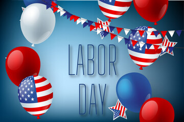 USA Labor Day Background.USA labor day celebration with american symbols. Vector Illustration.
