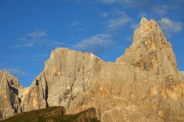 Italian Dolomites called CIMA VEZZANA e CIMON DELLA PALA with orange colors