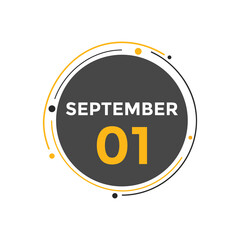 september 1 calendar reminder. 1st september daily calendar icon template. Vector illustration 
