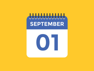 september 1 calendar reminder. 1st september daily calendar icon template. Vector illustration 
