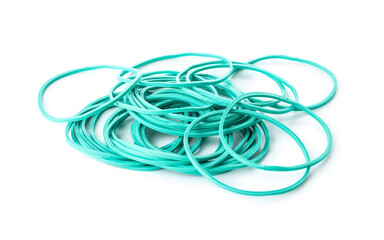 Heap of rubber bands isolated on white background