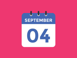 september 4 Calendar icon Design. Calendar Date 4th september. Calendar template 
