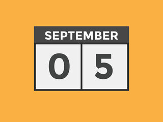 september 5 Calendar icon Design. Calendar Date 5th september. Calendar template 
