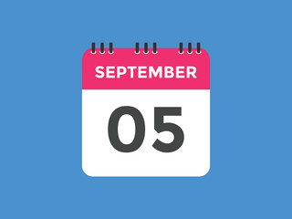 september 5 calendar reminder. 5th september daily calendar icon template. Vector illustration 
