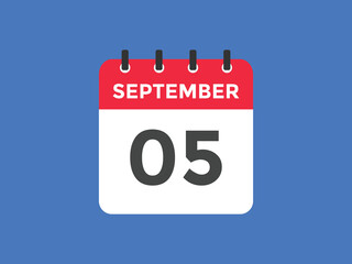 september 5 calendar reminder. 5th september daily calendar icon template. Vector illustration 
