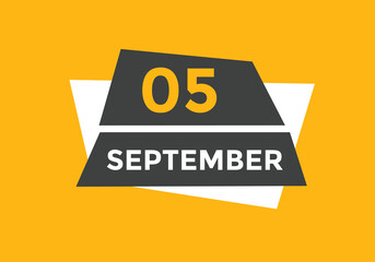 september 5 calendar reminder. 5th september daily calendar icon template. Vector illustration 
