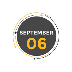 september 6 Calendar icon Design. Calendar Date 6th september. Calendar template 
