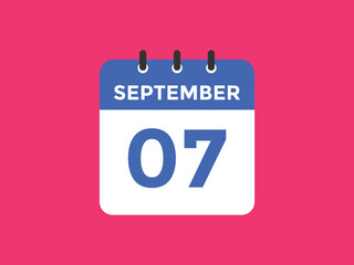 september 7 Calendar icon Design. Calendar Date 7th september. Calendar template 
