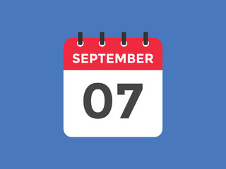 september 7 calendar reminder. 7th september daily calendar icon template. Vector illustration 
