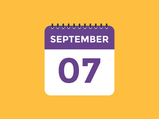 september 7 calendar reminder. 7th september daily calendar icon template. Vector illustration 
