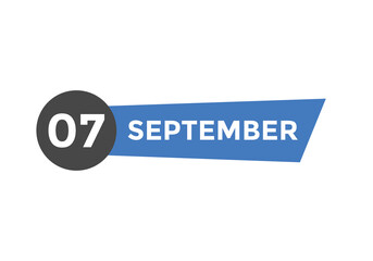 september 7 calendar reminder. 7th september daily calendar icon template. Vector illustration 
