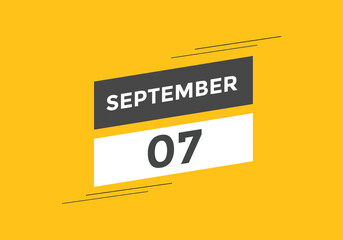 september 7 calendar reminder. 7th september daily calendar icon template. Vector illustration 

