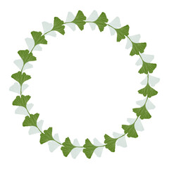 Fototapeta premium Ginko biloba seamless pattern with elegant leaves in green colors. Versatile trendy background design for packaging, wallpaper, postcards. Trendy textile pattern. Vector background