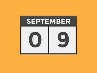 september 9 Calendar icon Design. Calendar Date 9th september. Calendar template 