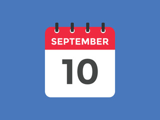 september 10 calendar reminder. 10th september daily calendar icon template. Vector illustration 
