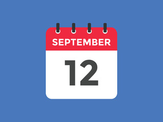 september 12 Calendar icon Design. Calendar Date 12th september. Calendar template 
