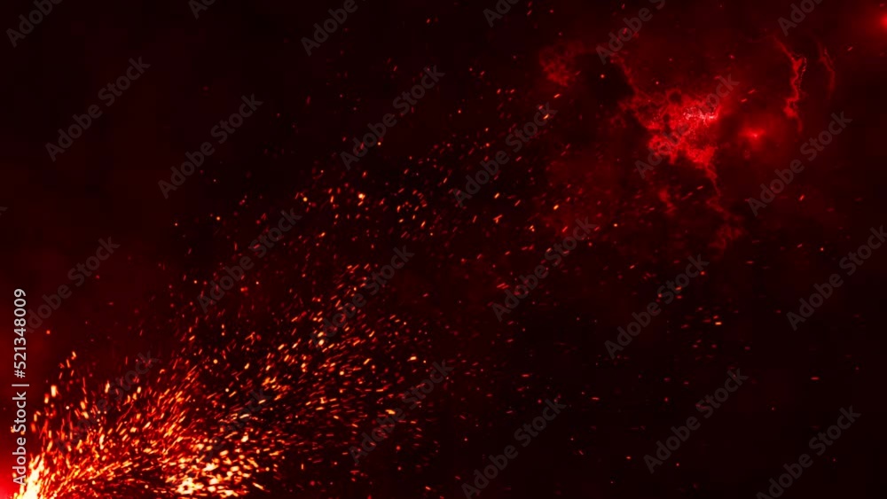 Wall mural particle fire background animation, futuristic mysterious flowing digital particles wave de-focus vi