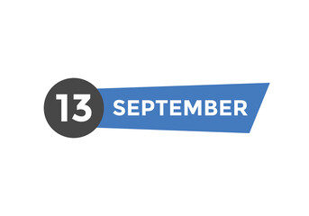 september 13 Calendar icon Design. Calendar Date 13th september. Calendar template 
