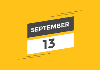 september 13 Calendar icon Design. Calendar Date 13th september. Calendar template 
