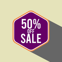 Sale quality tags and labels. Template banner shopping badges. 50% off sale label. Vector illustration. Easy to change.