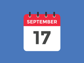 september 17 calendar reminder. 17th september daily calendar icon template. Vector illustration 
 - obrazy, fototapety, plakaty