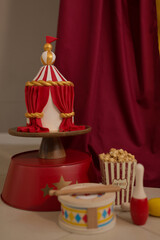 Circus-style holiday decoration, birthday cake