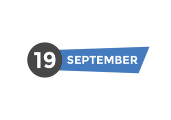 september 19 Calendar icon Design. Calendar Date 19th september. Calendar template 
