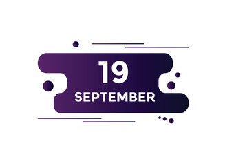 september 19 calendar reminder. 19th september daily calendar icon template. Vector illustration 

