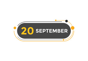 september 20 calendar reminder. 20th september daily calendar icon template. Vector illustration 
