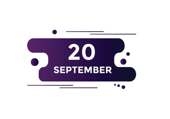 september 20 calendar reminder. 20th september daily calendar icon template. Vector illustration 
