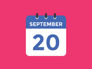 september 20 calendar reminder. 20th september daily calendar icon template. Vector illustration 
