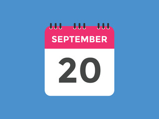 september 20 calendar reminder. 20th september daily calendar icon template. Vector illustration 
