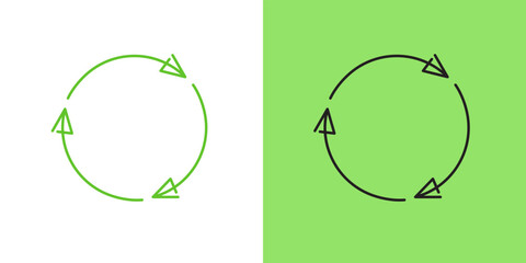 Arrow circular reuse sign icons design vector. Green energy power sustainability symbol illustration.