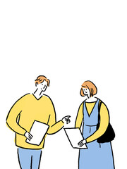 タブレット、メニューを見る若いカップル、縦