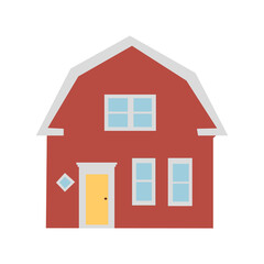 Vector illustration of cute country house in boho style and color