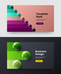 Multicolored postcard design vector layout composition. Vivid realistic balls book cover illustration set.