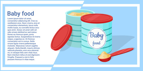 Baby food dry milk mixture in a tin can.Vector illustration.