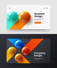 Creative corporate cover vector design concept bundle. Original realistic balls site screen template composition.