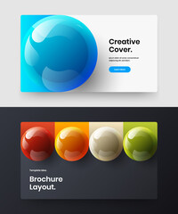 Premium leaflet vector design concept composition. Amazing 3D balls flyer layout bundle.
