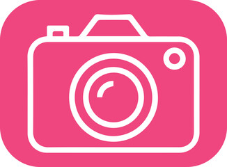 Pink camera icon, technology icon vector
