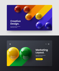 Premium cover vector design layout bundle. Vivid realistic spheres corporate identity illustration set.