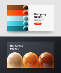 Original corporate brochure vector design illustration collection. Modern 3D balls presentation concept bundle.