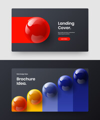 Colorful 3D balls flyer illustration collection. Abstract placard design vector template composition.